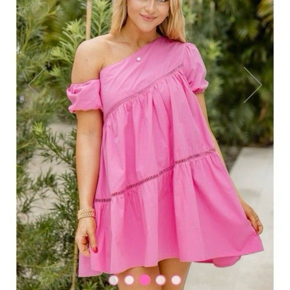 Women’s Pink Lilly Pink And Red Babydoll Dress Size Medium EUC Summer Vacation